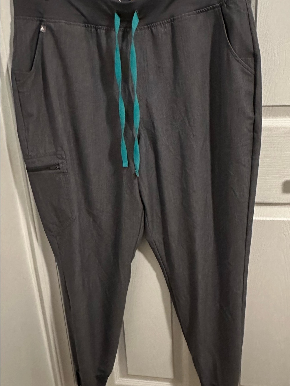 Figs Women's Graphite Gray Joggers with Teal Drawstring